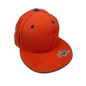 Adidas Fitted Baseball Hat Cap Size 7 3/4 NBA OKC Oklahoma City Thunder Orange